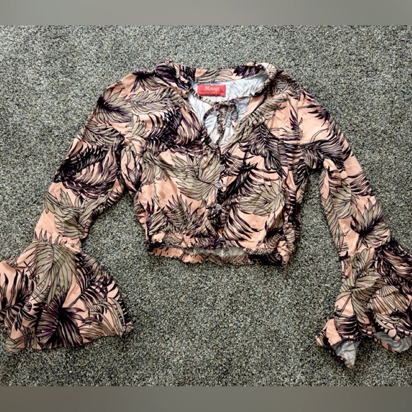 Maaji Tops - Maaji Unicorn Skies Crop Top Bell Sleeves pink orange blouse size‎ large